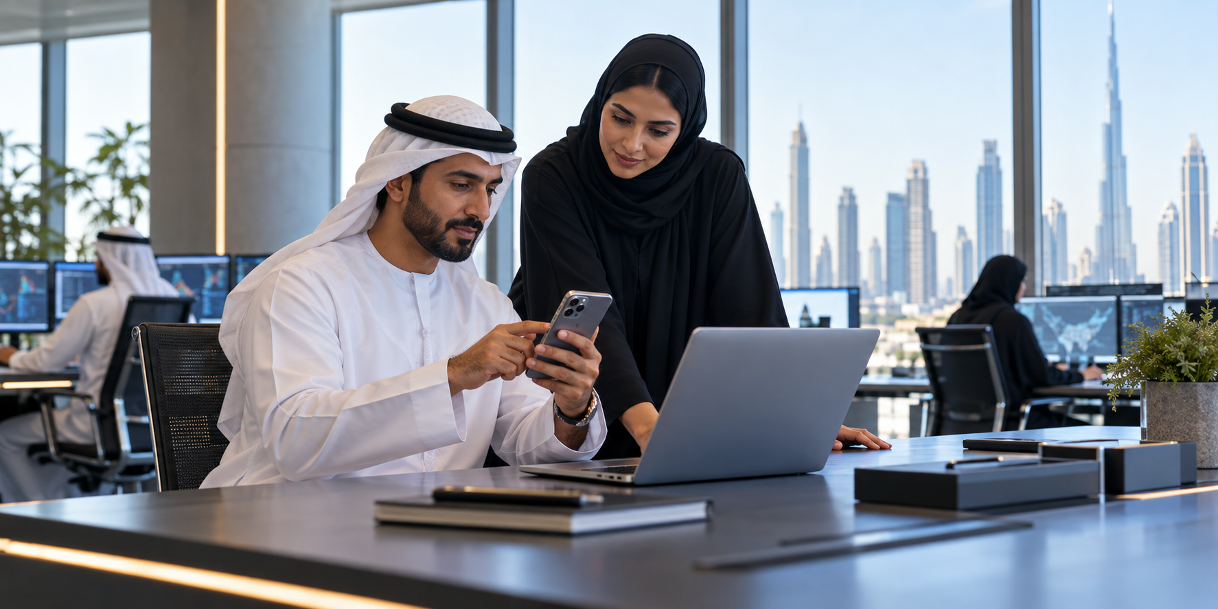 Editorial photograph illustrating UAE PASS for your business: access that survives staff changes in the UAE