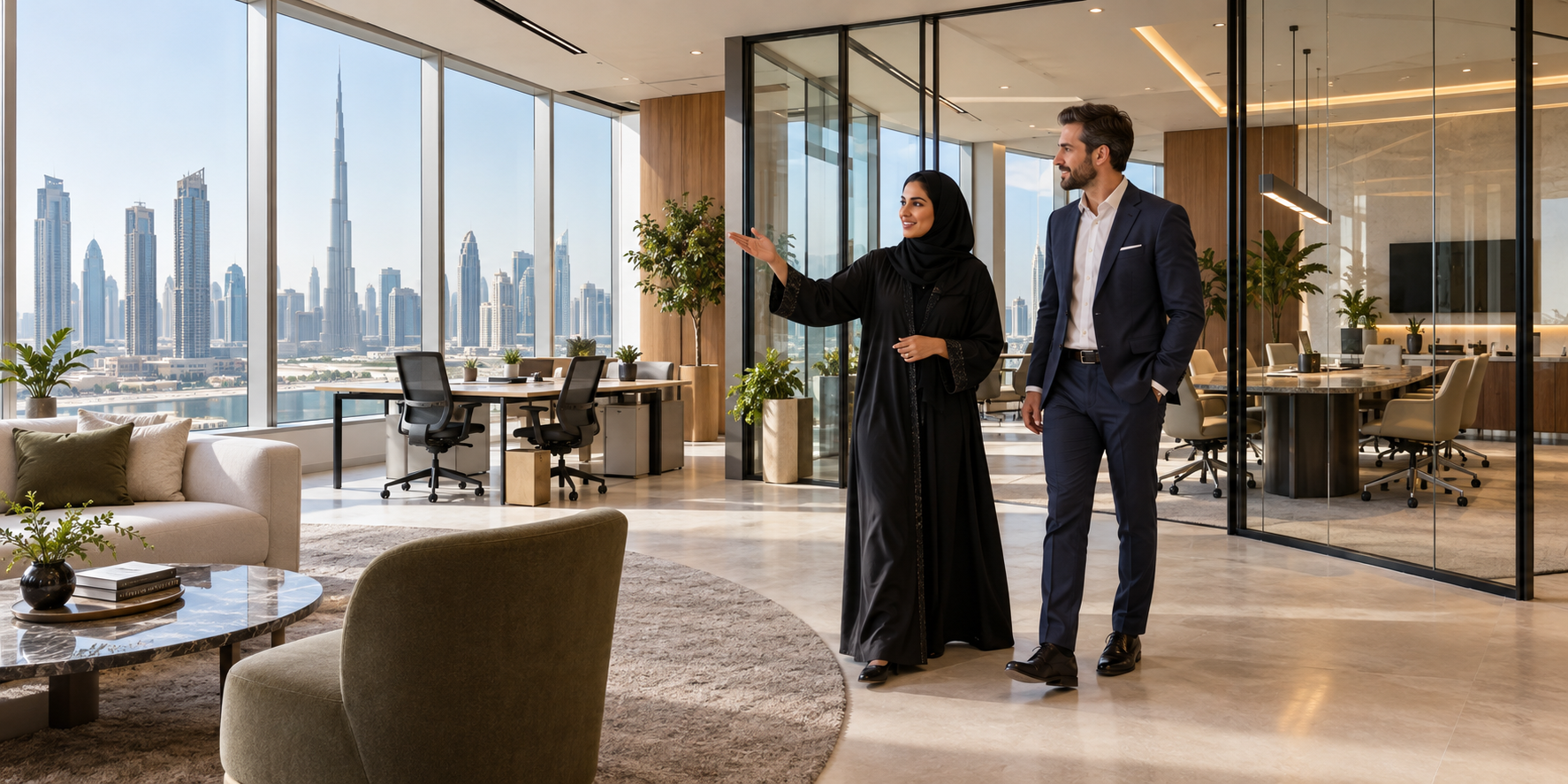 Editorial photograph illustrating Business centres: what the package actually covers in the UAE